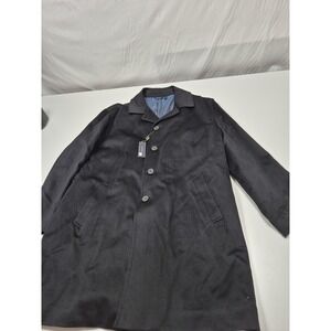 Jacob Siegel Coat Mens 50R Black Wool Loro Piana Storm System Overcoat